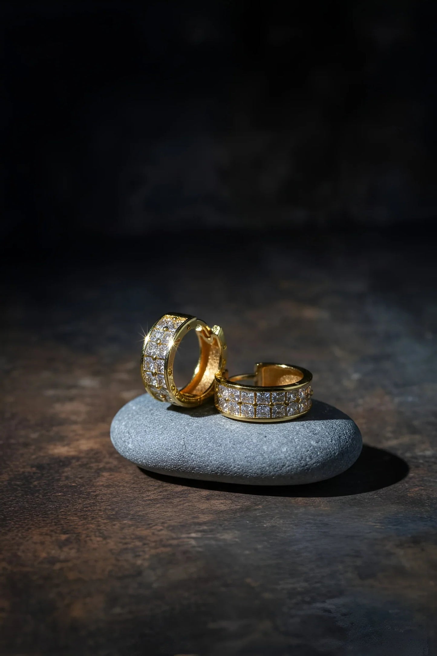 Elegant Gold-Toned Hoop Earrings with Pave Bar Detail