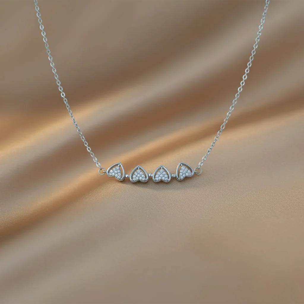 2-in-1 Transformable Silver-Toned Clover & Heart Necklace