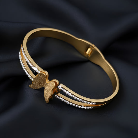 Gold-Plated Stainless Steel 3D Butterfly Cuff