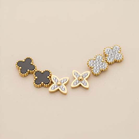 3-Piece Clover Stud Earring Set