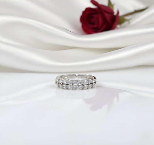 Sleek Silver-Plated Full Pave Band Ring