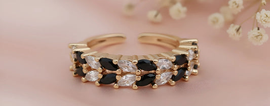 Adjustable Gold-Toned Pave Knot Ring