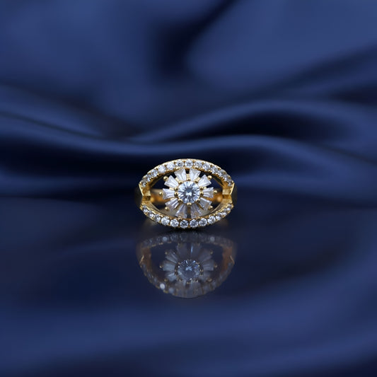 Golden Blossom Pave Ring