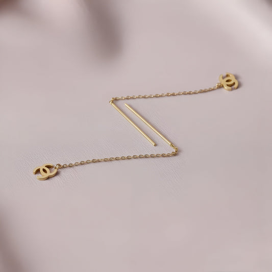 Gold-Plated Stainless Steel GG Logo Threader Earrings