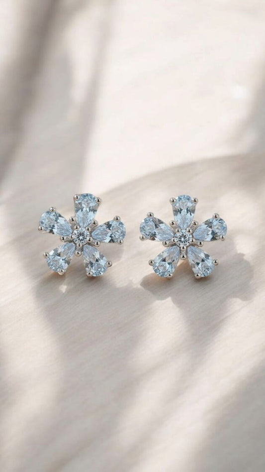 White Zirconia CC style Pendant and Flowerily Studs