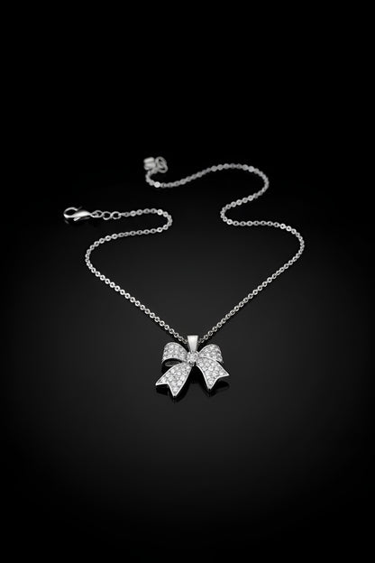 Silver Plated Fancy Wear Bow Necklace and Studs