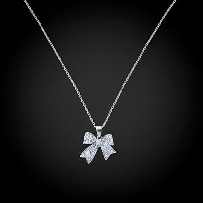 Silver Plated Fancy Wear Bow Necklace and Studs