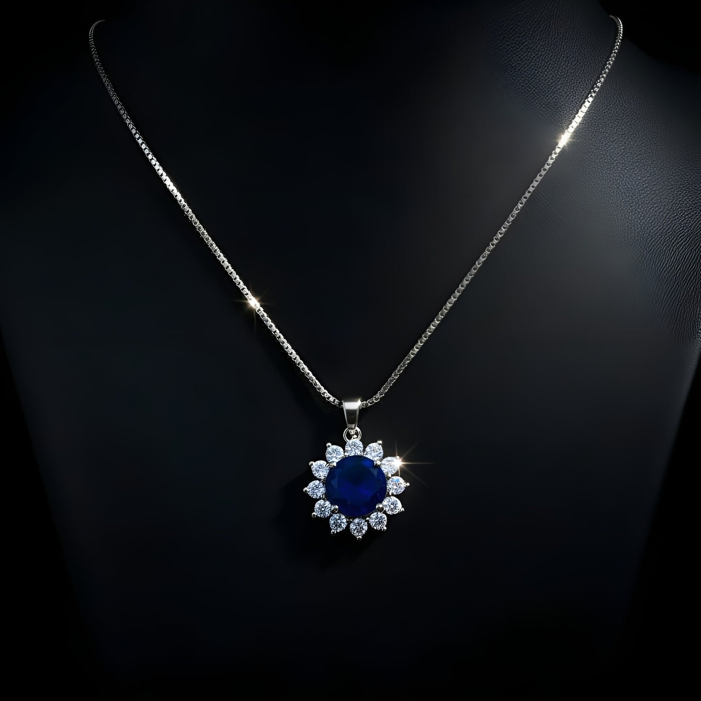 Royal Blue Zirconia Halo Jewelry Set