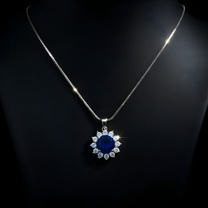 Royal Blue Zirconia Halo Jewelry Set