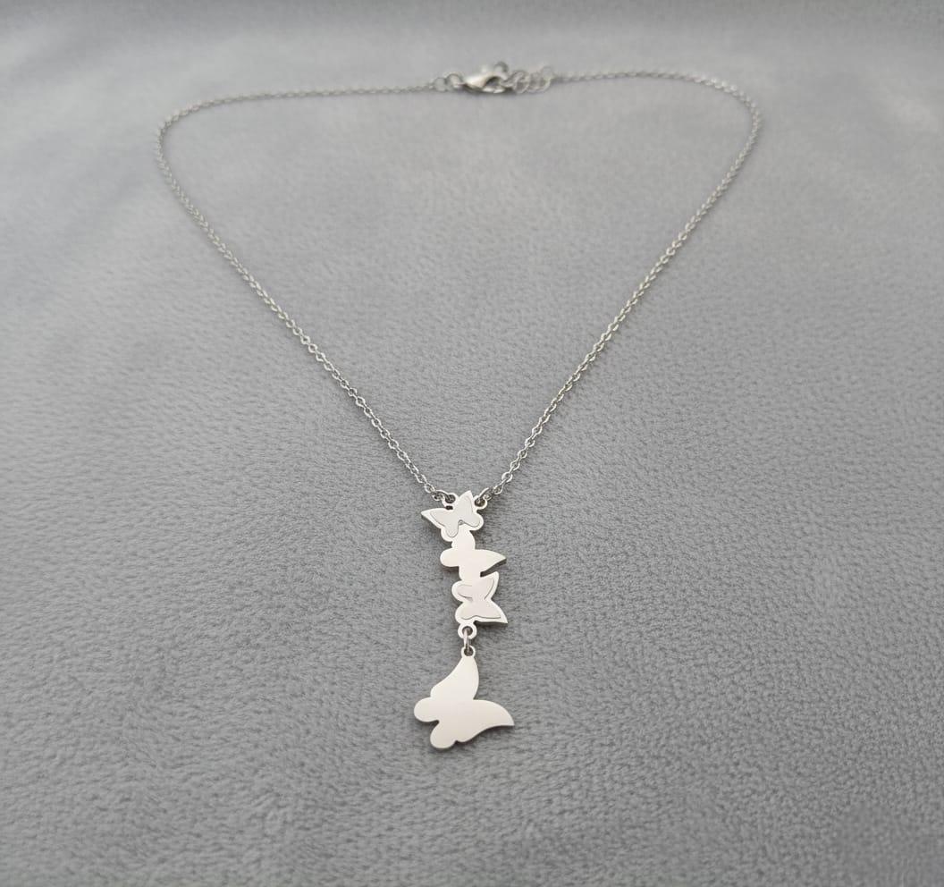 Graceful Silver-Tone Butterfly Cascade Necklace