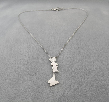 Graceful Silver-Tone Butterfly Cascade Necklace