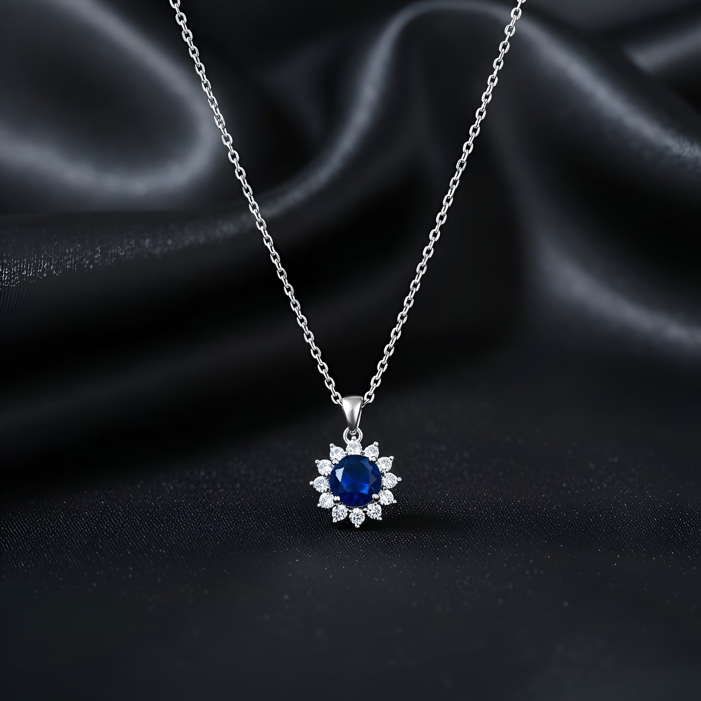 Royal Blue Zirconia Halo Jewelry Set