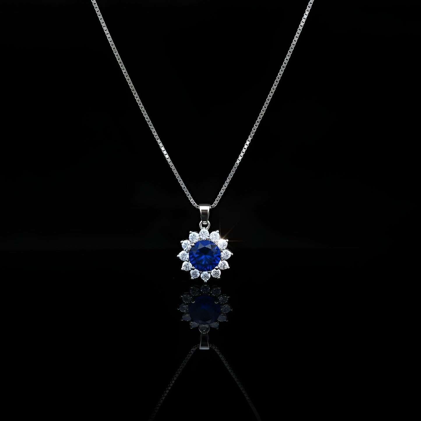 Royal Blue Zirconia Halo Jewelry Set