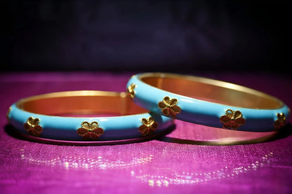 Vibrant Sky-Blue Enamel Bangle Bracelets