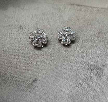 Rotating Pave Flower Stud Earrings