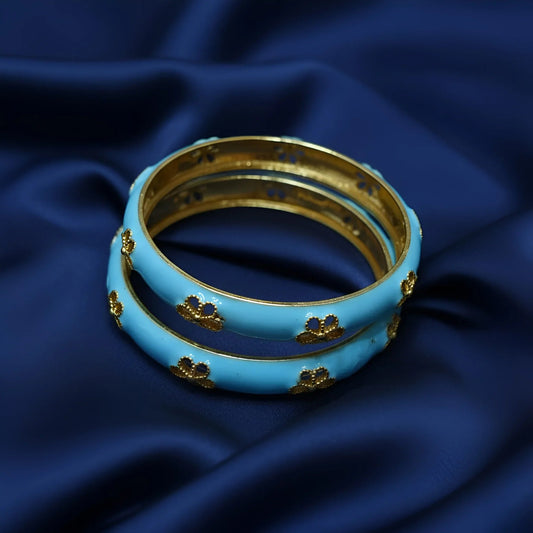 Vibrant Sky-Blue Enamel Bangle Bracelets