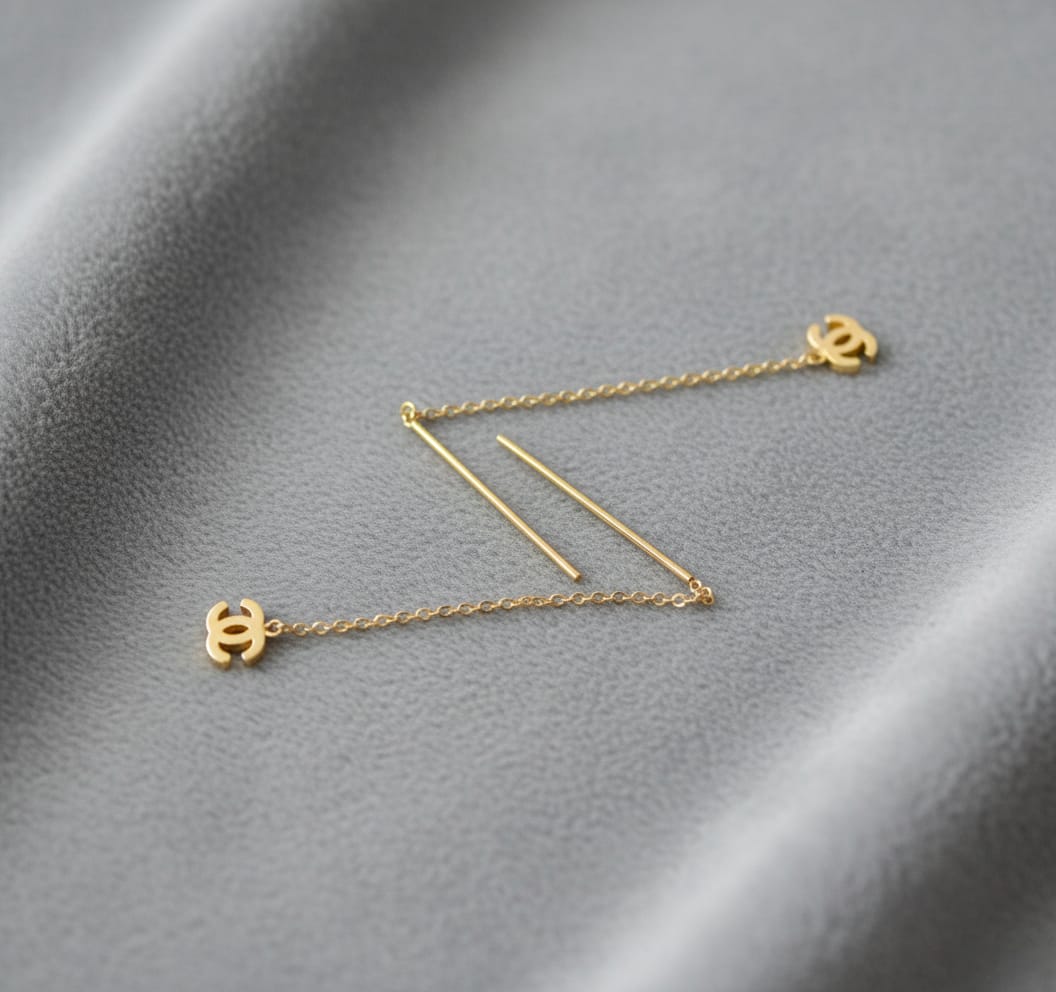 Gold-Plated Stainless Steel GG Logo Threader Earrings