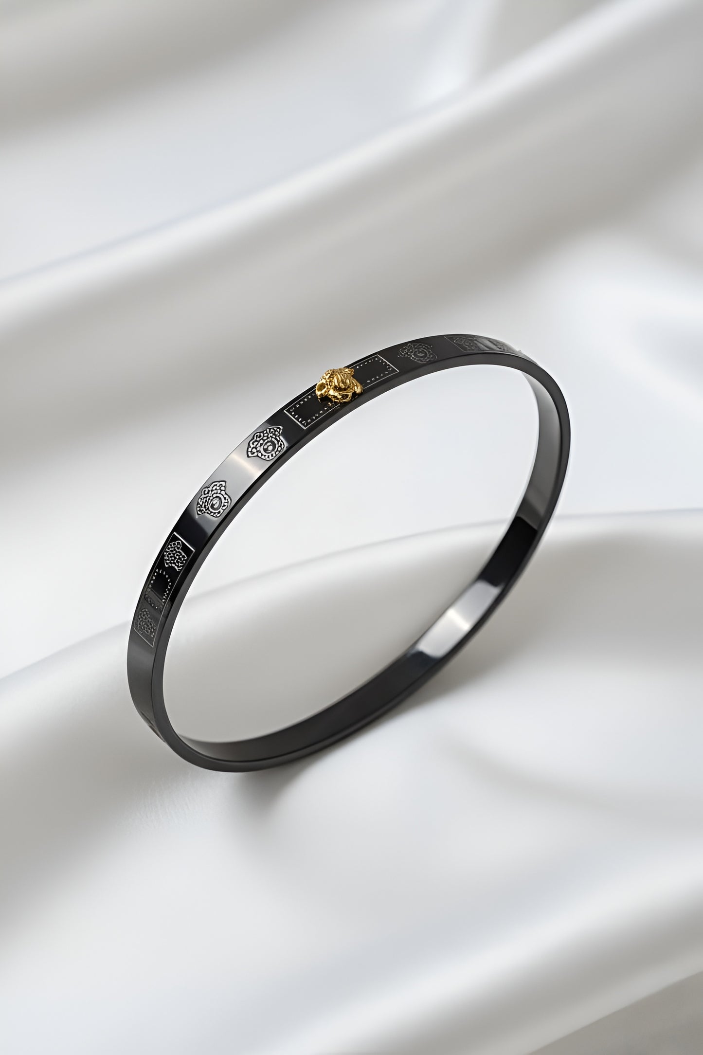 Bold Black Medusa-Style 3D Statement Ring