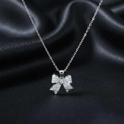 Silver Plated Fancy Wear Bow Necklace and Studs