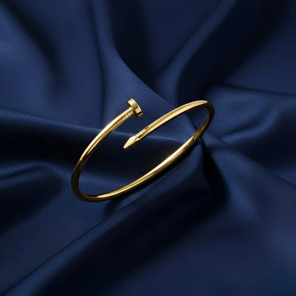 Chic Gold-Toned Nail Bangle Bracelet