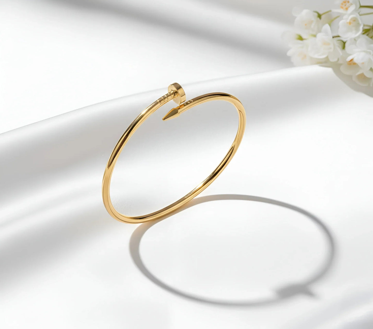 Chic Gold-Toned Nail Bangle Bracelet