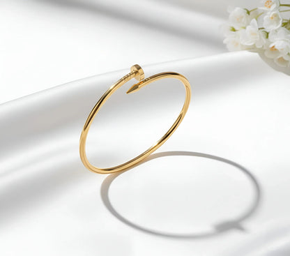 Chic Gold-Toned Nail Bangle Bracelet