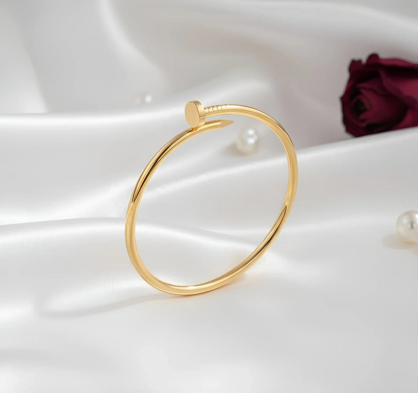 Chic Gold-Toned Nail Bangle Bracelet