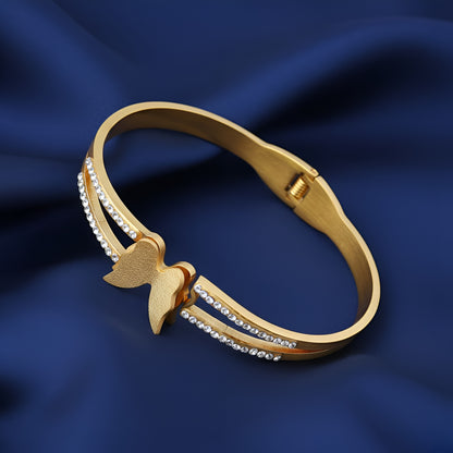 Gold-Plated Stainless Steel 3D Butterfly Cuff