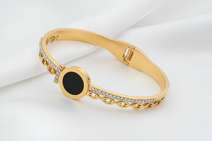 Golden Roman Numeral Cuff with Pave Accents