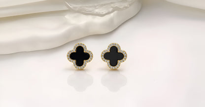 3-Piece Stackable Stud Set: Black Clover & Crystal Duo