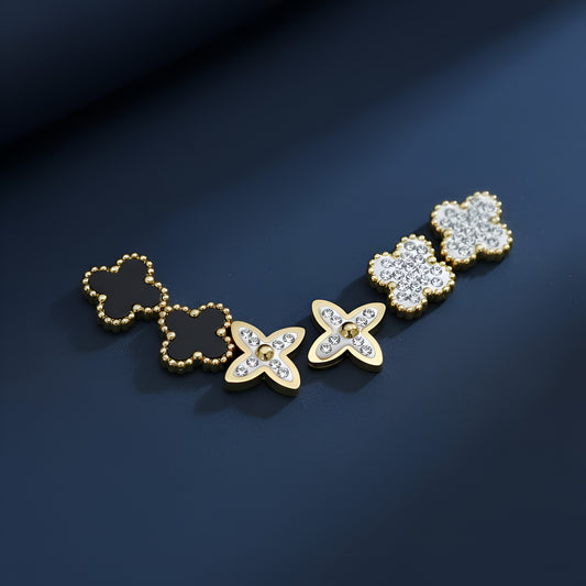 3-Piece Clover Stud Earring Set