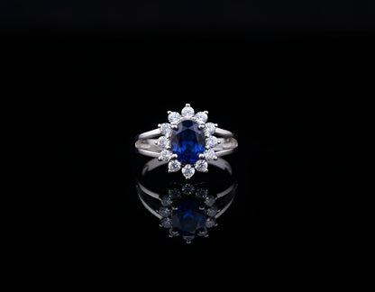 Royal Blue Zirconia Halo Jewelry Set