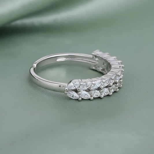 Sleek Silver-Plated Full Pave Band Ring