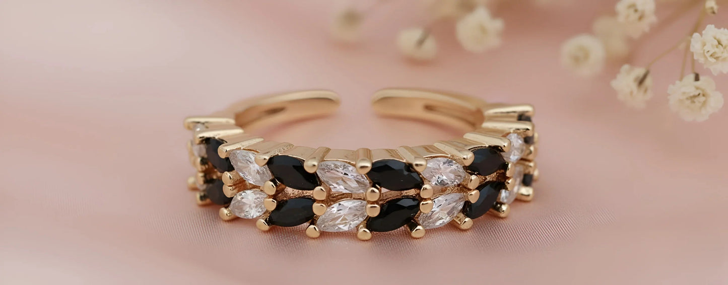 Adjustable Gold-Toned Pave Knot Ring