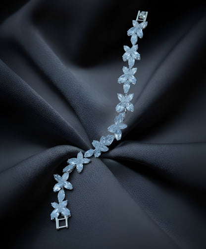 Diamanté necklace on a dark fabric background