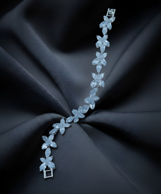Diamanté necklace on a dark fabric background