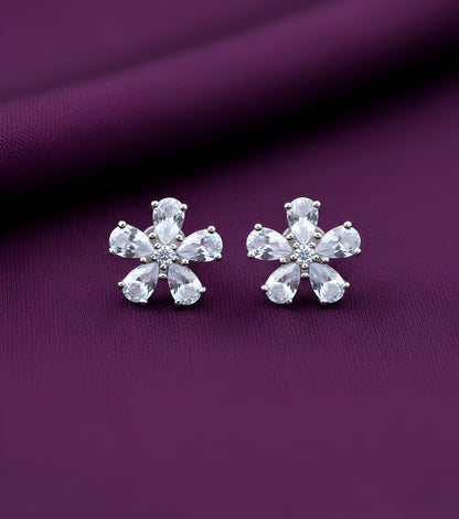 White Zirconia CC style Pendant and Flowerily Studs