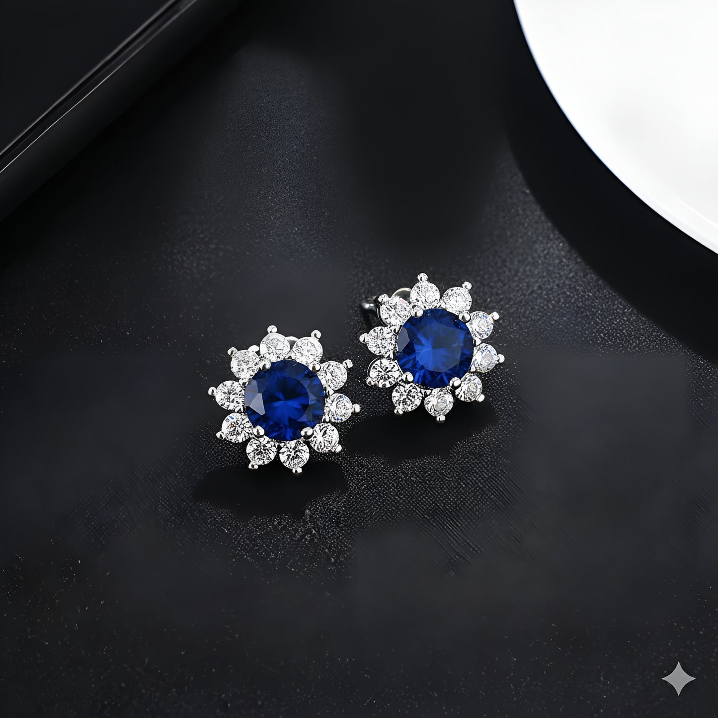 Royal Blue Zirconia Halo Jewelry Set