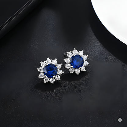 Royal Blue Zirconia Halo Jewelry Set