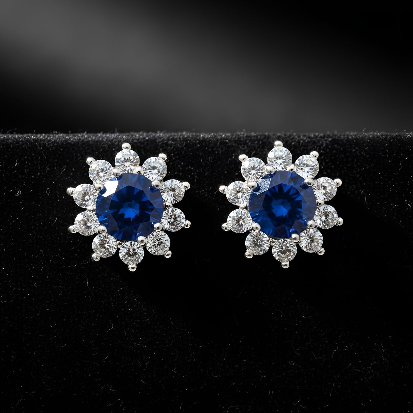 Royal Blue Zirconia Halo Jewelry Set