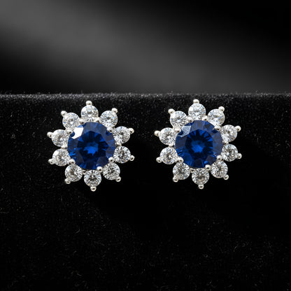 Royal Blue Zirconia Halo Jewelry Set