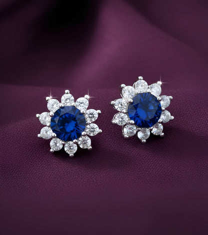 Royal Blue Zirconia Halo Jewelry Set