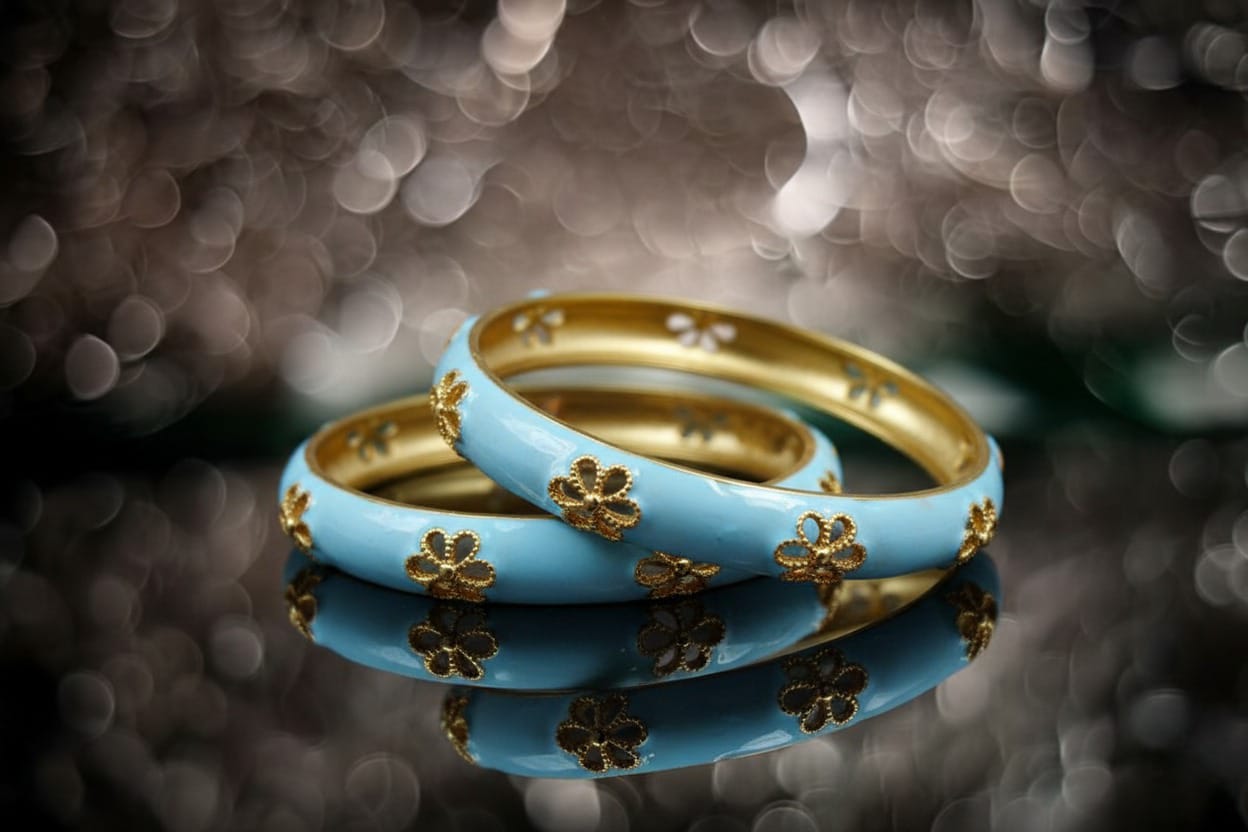 Vibrant Sky-Blue Enamel Bangle Bracelets