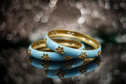 Vibrant Sky-Blue Enamel Bangle Bracelets