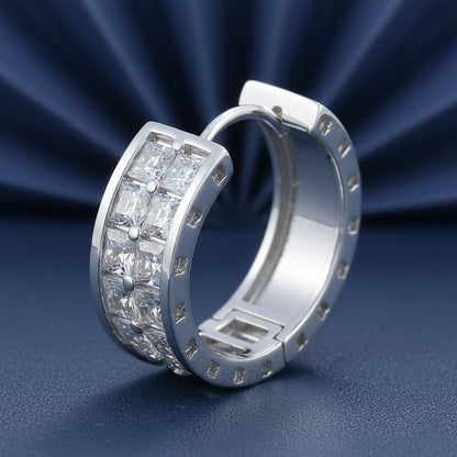 Elegant Gold-Toned Hoop Earrings with Pave Bar Detail