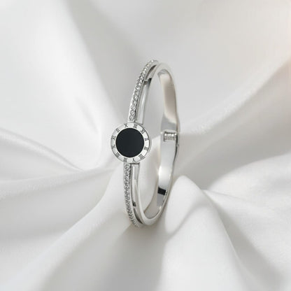 Silver Chic Roman Numeral Bangle with Pave Accents