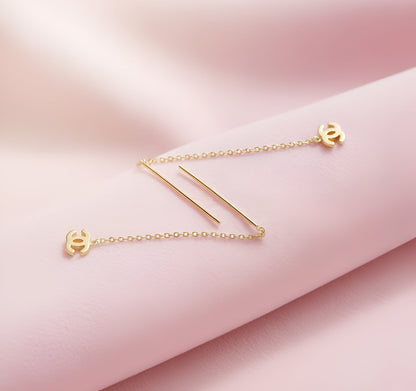 Gold-Plated Stainless Steel GG Logo Threader Earrings