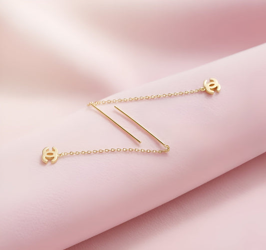 Gold-Plated Stainless Steel GG Logo Threader Earrings