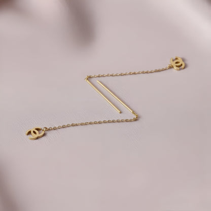 Gold-Plated Stainless Steel GG Logo Threader Earrings