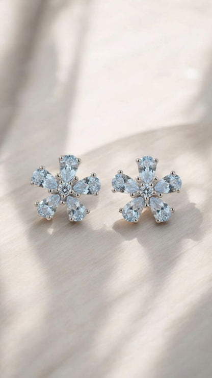 White Zirconia CC style Pendant and Flowerily Studs